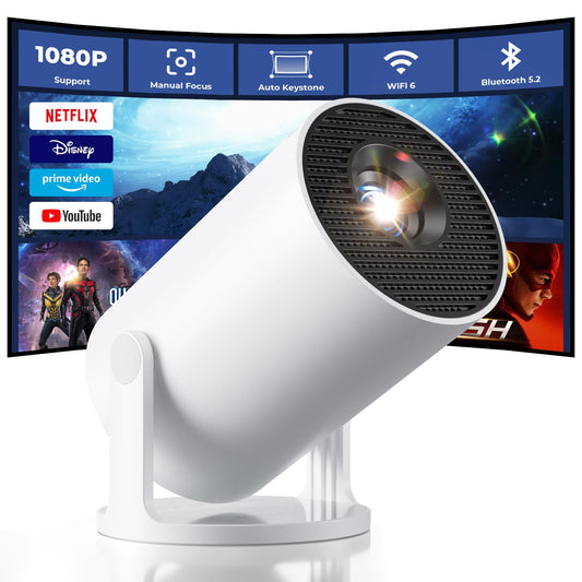 4K Support Smart WiFi6 Mini Projector – 720P Native HD Home Theater