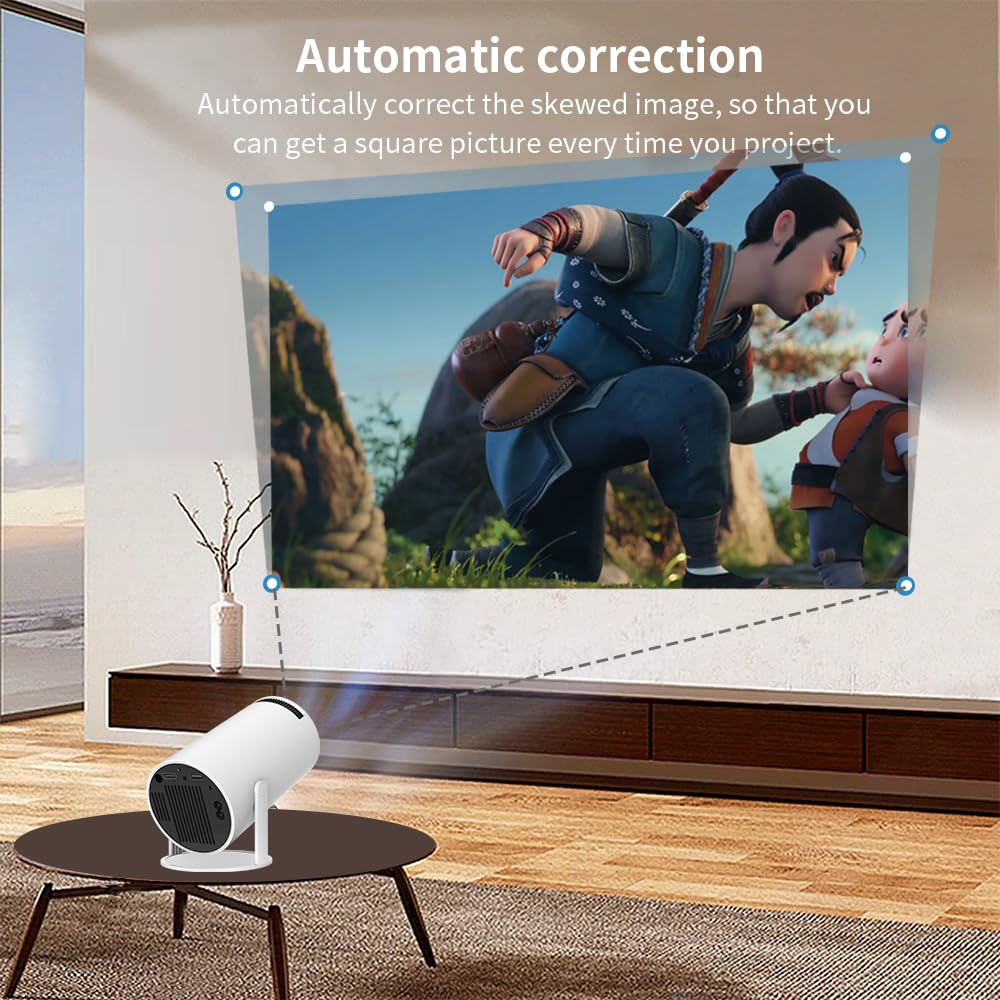 4K Support Smart WiFi6 Mini Projector – 720P Native HD Home Theater